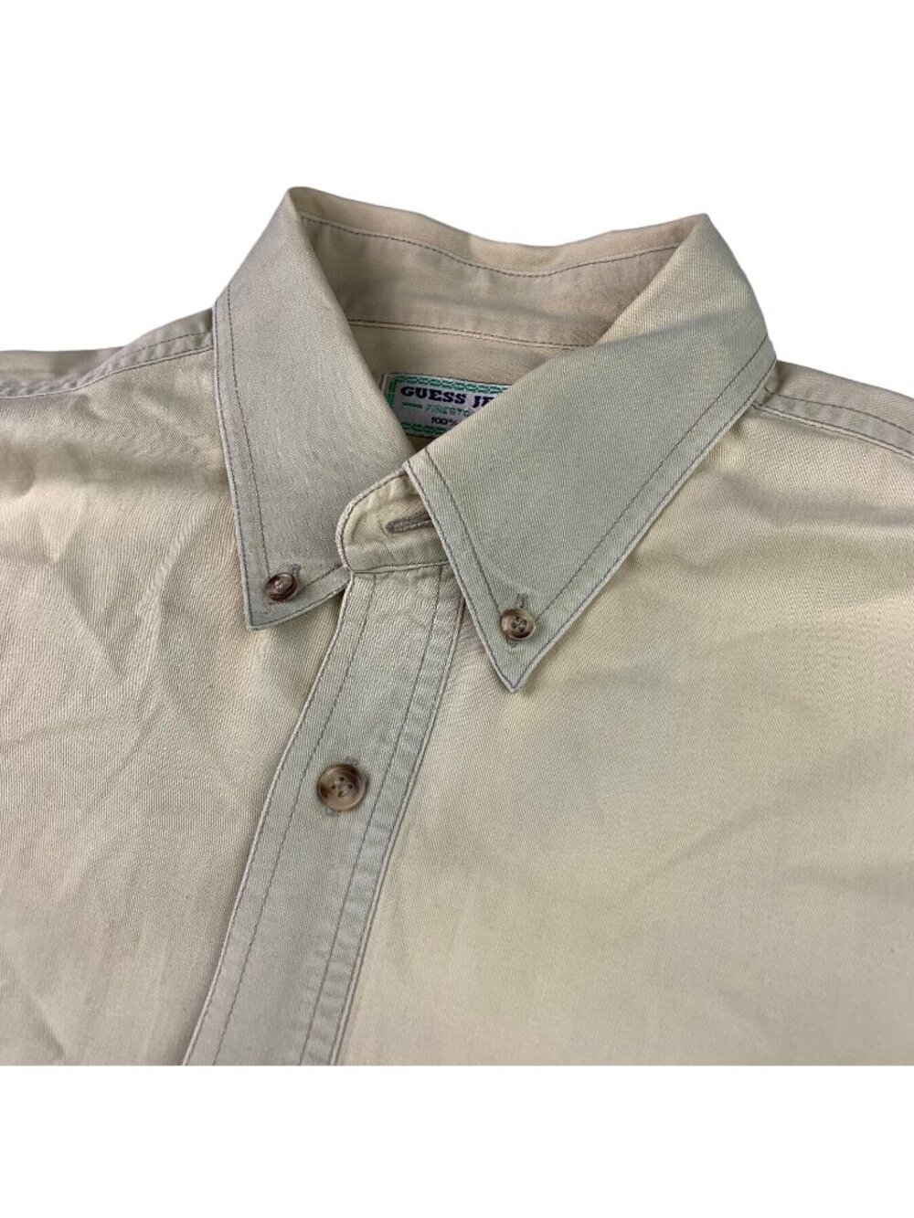 Guess Jeans Men's 100% Cotton L/S Safari Button Shirt Beige • Small